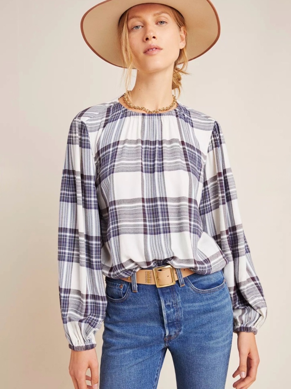 Universal Thread NWOT Plaid Long-Sleeve Blouse